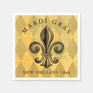 Serviette En Papier Mardi Gras Fleur-de-lis Arlequin Ajouter une anné