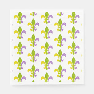 Serviette En Papier Mardi Gras Fleur de Lis blanc