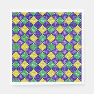 Serviette En Papier Mardi Gras Harlequin Motif du carnaval de Diamond