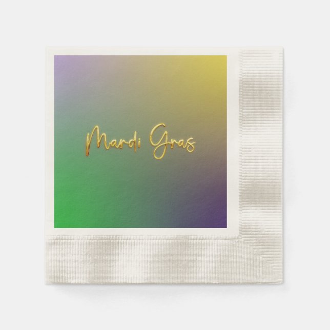 Serviette En Papier Mardi Gras Jaune, Violet, Vert (Devant)