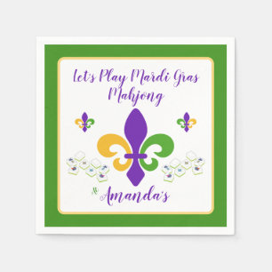 Serviette En Papier Mardi Gras Mahjong NOM Vert Or Violet Fleur de