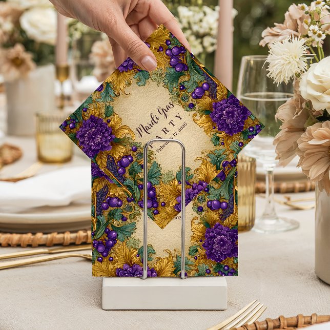 Serviette En Papier Mardi Gras Mascarade Florale Ornée (Créateur téléchargé)