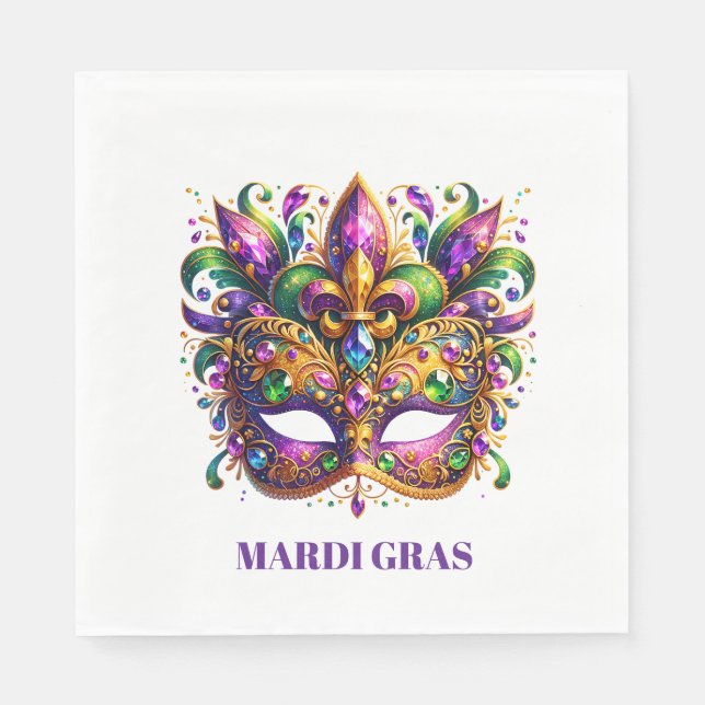 Serviette En Papier Mardi Gras Mask  (Devant)