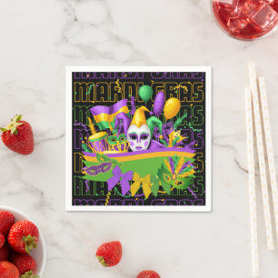Serviette En Papier MarDI GRAS Masque Coquette Bows