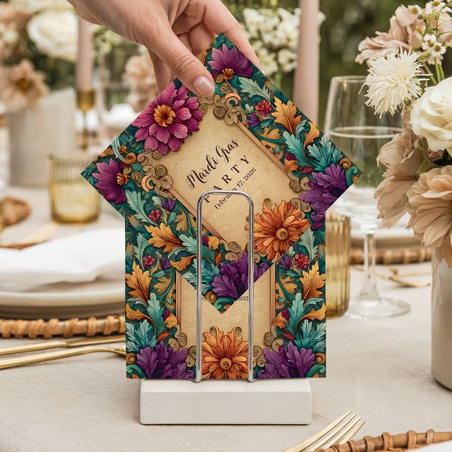Serviette En Papier Mardi Gras Masquerade Floral Orné (Créateur téléchargé)