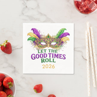 Serviette En Papier Mardi Gras Masquerade Mask Let The Good Times Roll