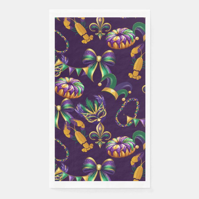 Serviette En Papier Mardi Gras Motif violet (Devant)