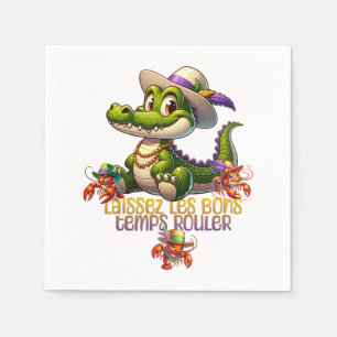 Serviette En Papier Mardi Gras Parti Gator & Crawdads