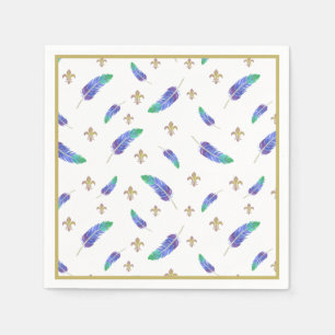 Serviette En Papier Mardi Gras Plumes et Fleur de Lis Motif