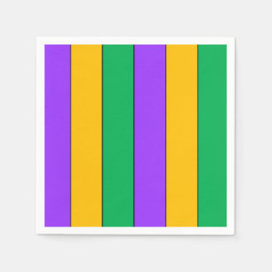 Serviette En Papier Mardi Gras Stripes Motif violet vert jaune