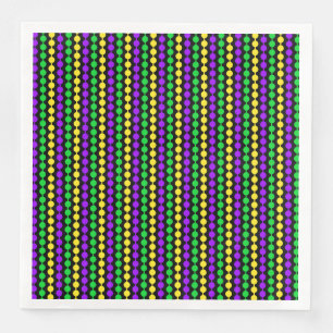 Serviette En Papier Mardi Gras Vert, Jaune, Perles Violettes sur Fond