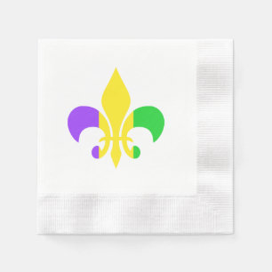 Serviette En Papier Mardi gras vert Yellow Purple Fleur-de-lis