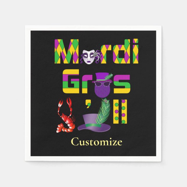 Serviette En Papier Mardi Gras Y'all Thunder_Cove (Devant)