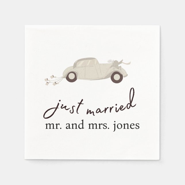 Serviette En Papier Mare Just Married Getaway Voiture (Devant)