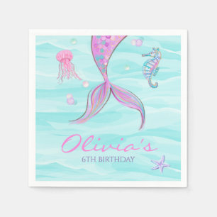 Serviette En Papier Marée de sirènes sous la mer Anniversaire