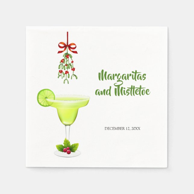 Serviette En Papier Margaritas et Mistletoe Noël (Devant)