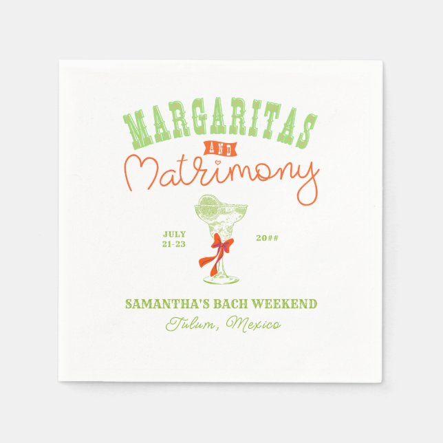 Serviette En Papier Margaritas & Mariage Tulum Bachelorette (Devant)