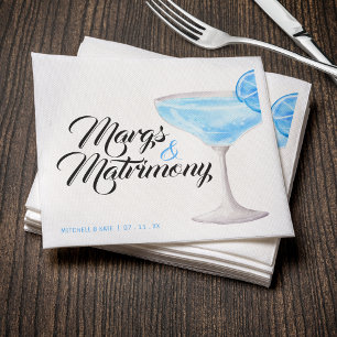 Serviette En Papier Marges et Mariage Fête des mariées Margarita bleue
