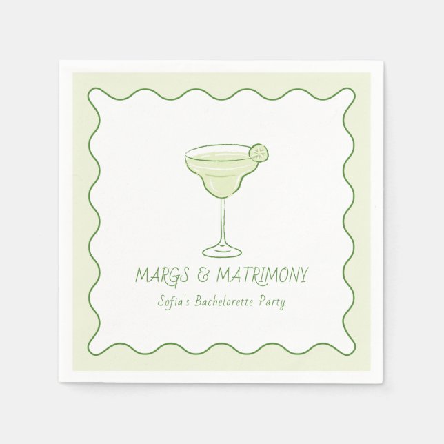 Serviette En Papier "Marges & Mariage" Fête de chaux moderne (Devant)