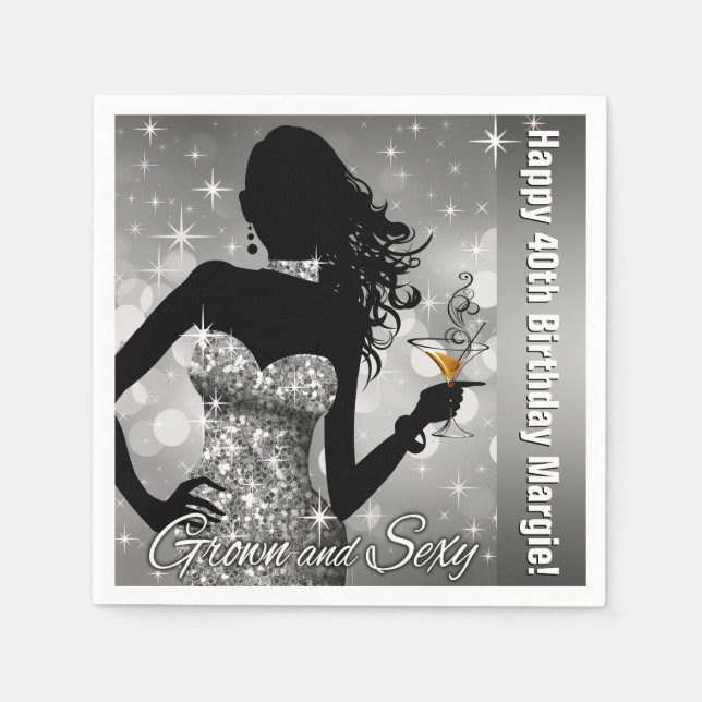 Serviette En Papier Margie Bling Bombshell Sparkday | ARGENT (Devant)