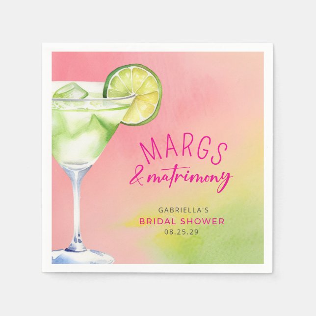 Serviette En Papier Margs et Fête des mariées Cocktail Mariage (Devant)