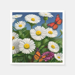 Serviette En Papier Marguerite Et Papillons Artsy