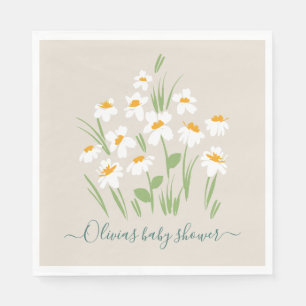 Serviette En Papier marguerite floral élégant baby shower en napk