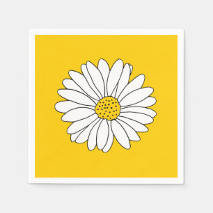 Serviette En Papier Marguerite jaune et blanc 2