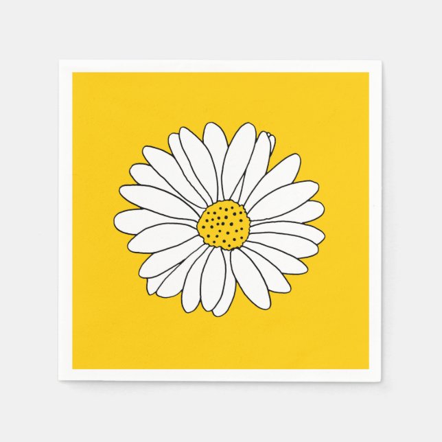 Serviette En Papier Marguerite jaune et blanc 2 (Devant)