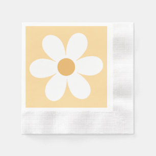 Serviette En Papier Marguerite rétro jaune boho