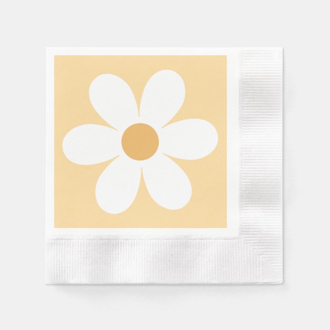 Serviette En Papier Marguerite rétro jaune boho (Devant)