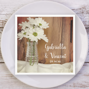 Serviette En Papier Marguerites blanches en Mariage de bouteille de la