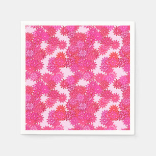 Serviette En Papier Marguerites dans les tons rose et fuchsia