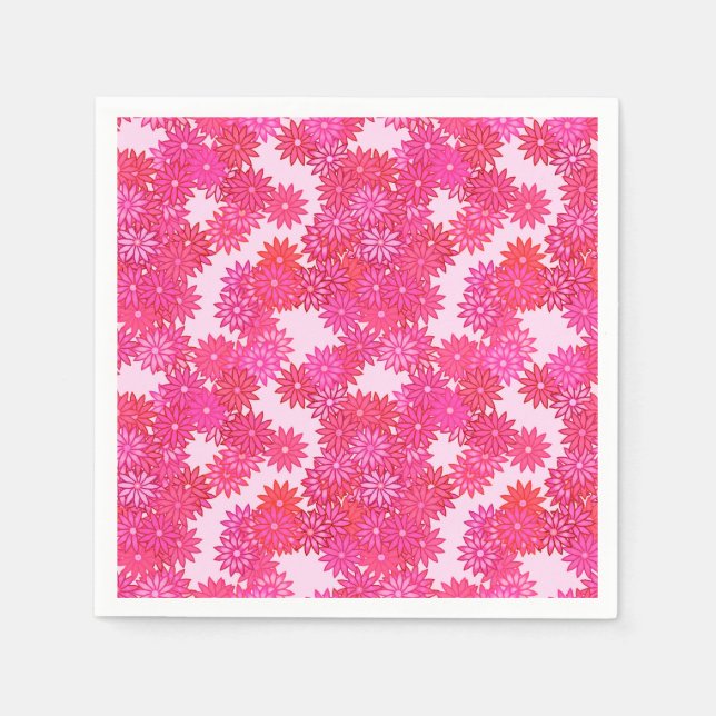 Serviette En Papier Marguerites dans les tons rose et fuchsia (Devant)