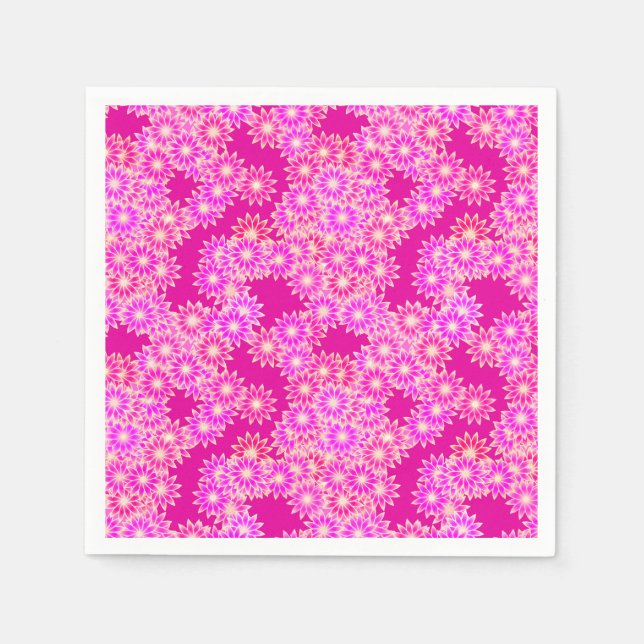 Serviette En Papier Marguerites dans les tons rose et prune (Devant)