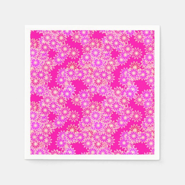 Serviette En Papier Marguerites en rose profond et orchidée (Devant)