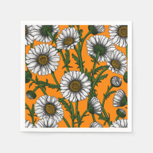 Serviette En Papier Marguerites sur orange