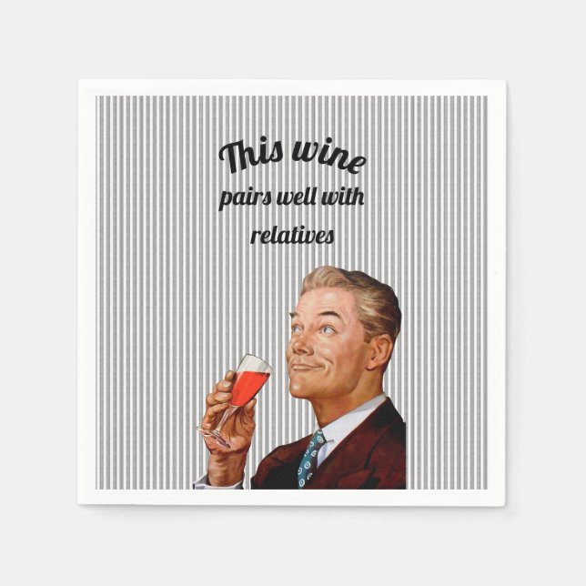 Serviette En Papier Mari Retro Drôle Citation Vin (Devant)