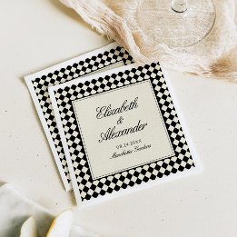 Serviette En Papier Mariage à carreaux de diamant rétro à l'ancienne