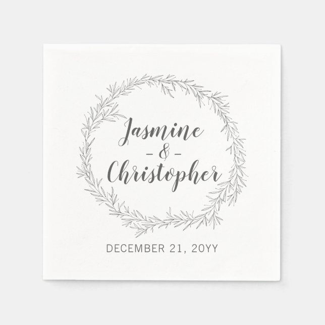 Serviette En Papier Mariage à feuilles botaniques moderne (Devant)