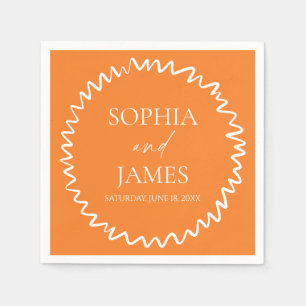 Serviette En Papier Mariage à la frontière ondulée Citrus Orange Fanta