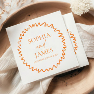 Serviette En Papier Mariage à la frontière ondulée Citrus Orange Fanta