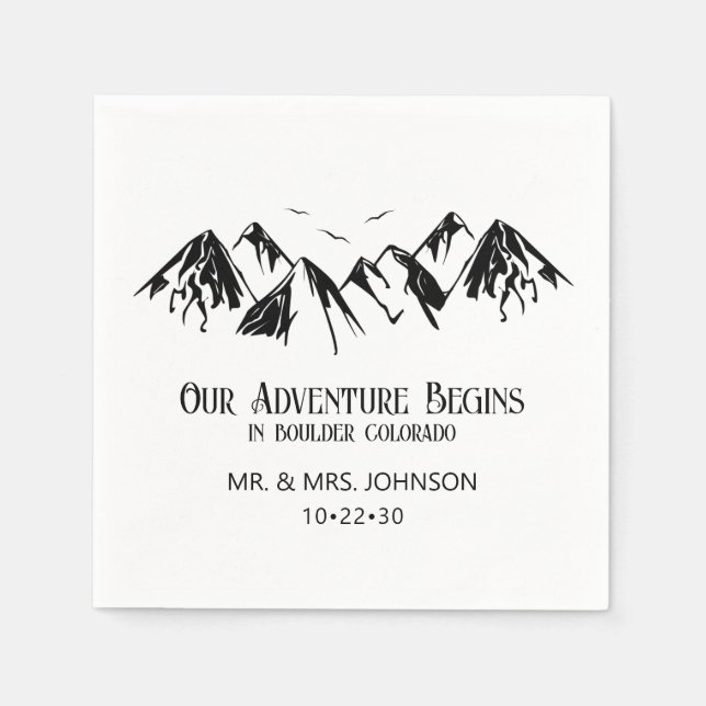Serviette En Papier Mariage à la Montagne (Devant)
