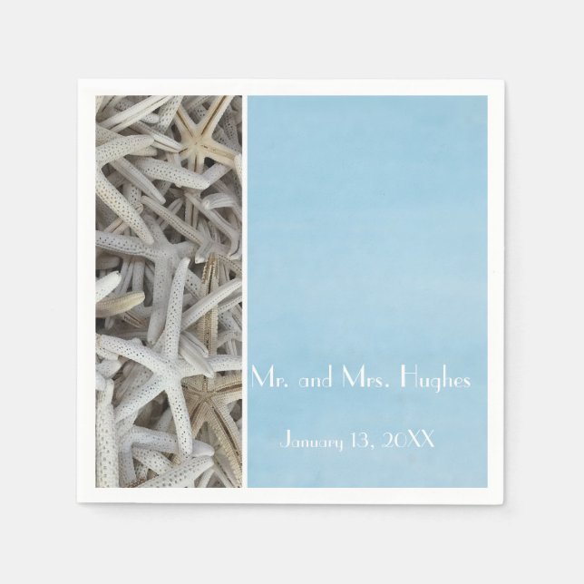 Serviette En Papier Mariage à la plage de coquillages blancs (Devant)