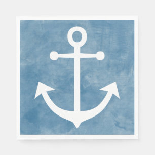 Serviette En Papier Mariage à l'aquarelle bleue d'ancre de navire naut