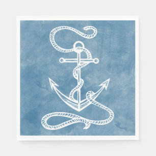 Serviette En Papier Mariage à l'aquarelle bleue d'ancre de navire naut