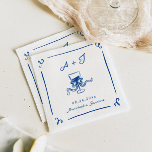 Serviette En Papier Mariage à l'arc naval bleu dessiné à la main de ma