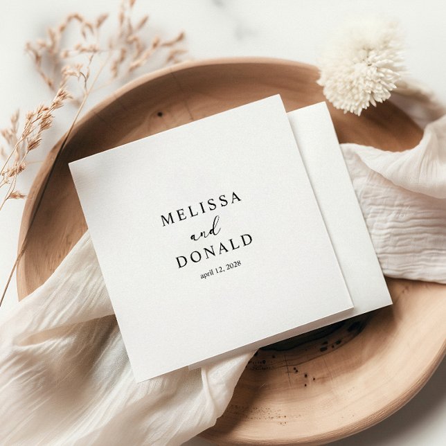 Serviette En Papier Mariage à l'écriture simple moderne noir (Créateur téléchargé)