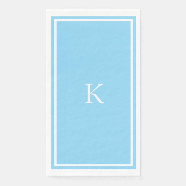 Serviette En Papier Mariage à l'initiale bleu clair de la douche nupti (Devant)