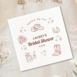 Serviette En Papier Mariage à l'occidentale de cowgirl dessiné à la ma